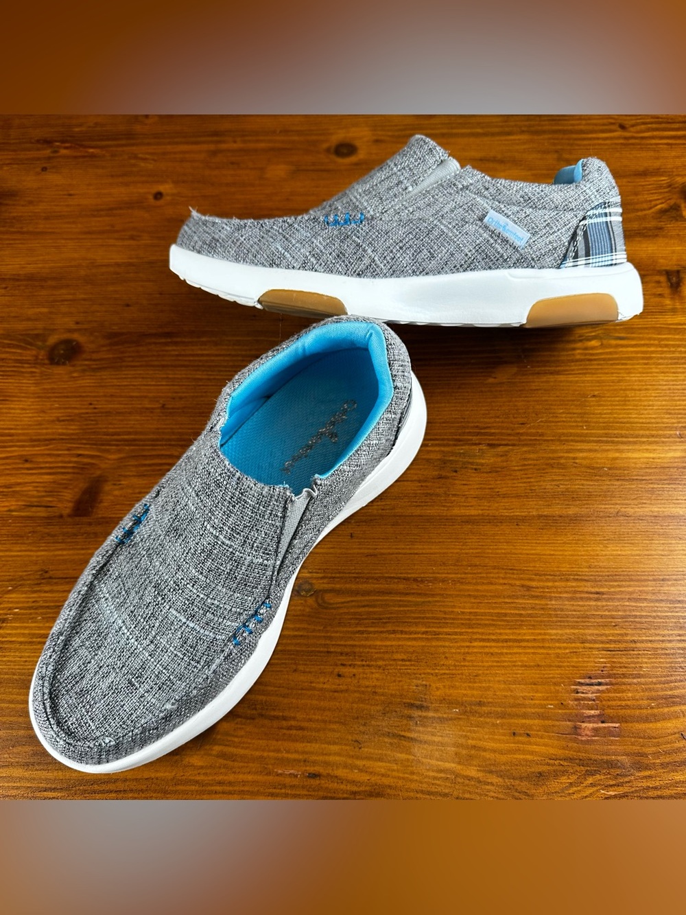 OrthoComfoot Grey/Blue Canvas Slip-On Walking Shoes Women’s Size 39 (9)